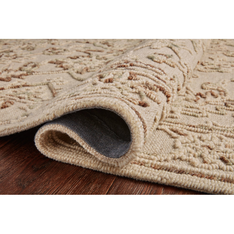 Charlton Home® Enevold Handmade Hand Hooked Wool Cream/Brown Rug